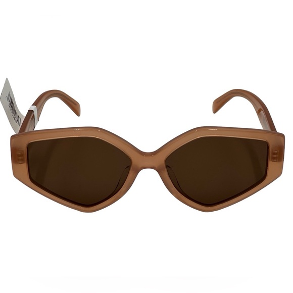 BOLD 3 DOTS 57MM GEOMETRIC SUNGLASSES IN PINK BROWN - Picture 2 of 6